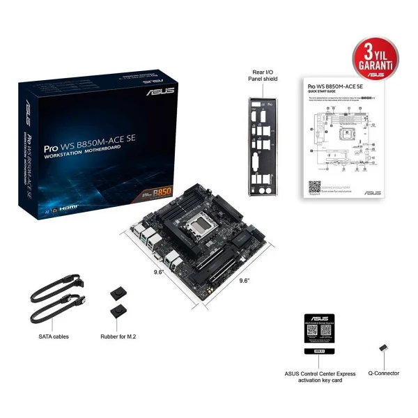 Asus Pro Ws B850m-Ace Se AMD Am5 DDR5 Micro Atx Anakart - Görsel 8
