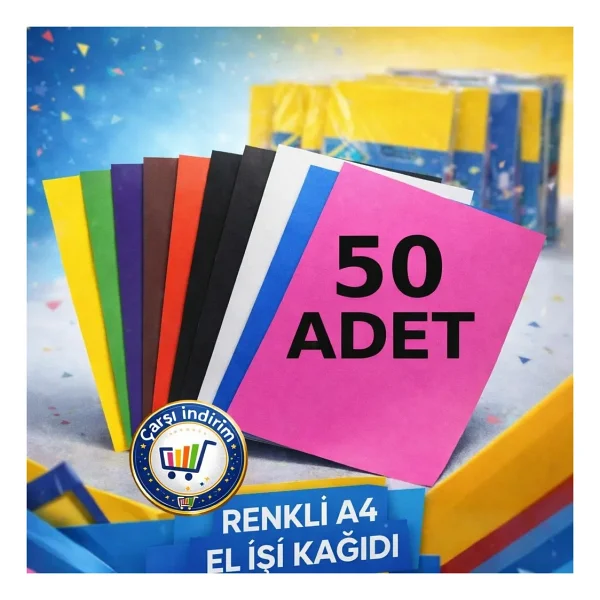 Nistabolje 50 Adet A4 Elisi Kagidi Karisik Renk - Görsel 5