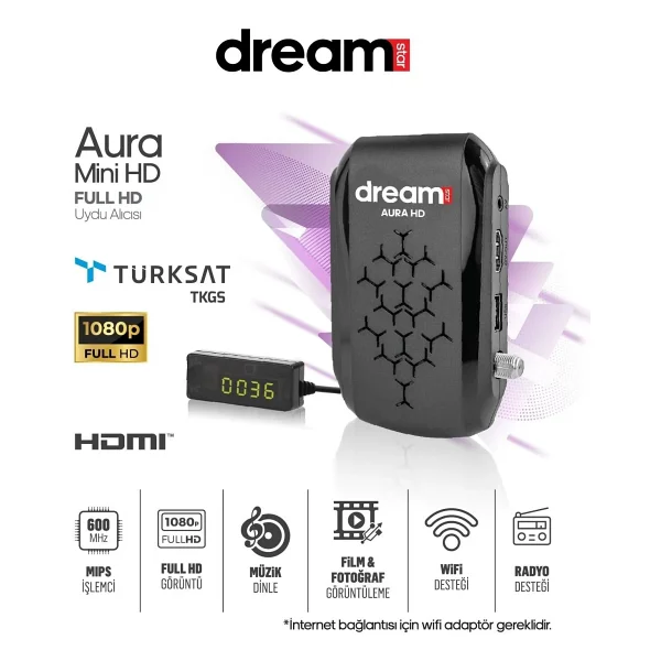 Dreamstar Aura Mini HD Uydu Alıcısı - Görsel 2