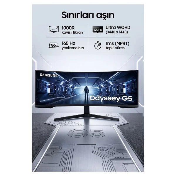 Samsung Odyssey G5 Lc34g55twwrxuf 34" 1 Ms Wqhd Curved 165 Hz Oyuncu Monitörü - Görsel 2