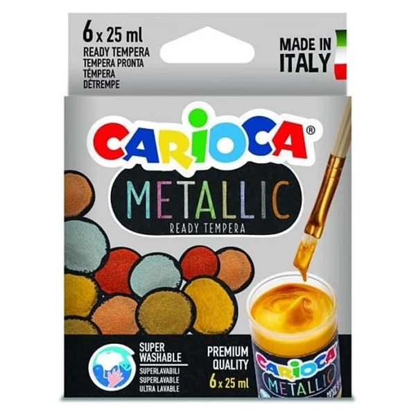 Carioca 25 Ml 6 Metalik Renk Tempera Yıkanabilir Sulu Boya - Görsel 3