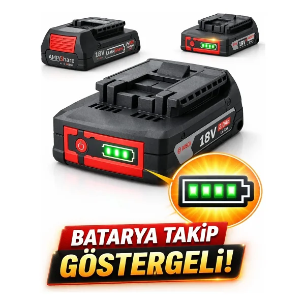 Bosch Gba 18v 2.0 Ah Dolum Göstergeli Batarya + Bosch Gal 18 20 Şarj Cihazı - Görsel 4