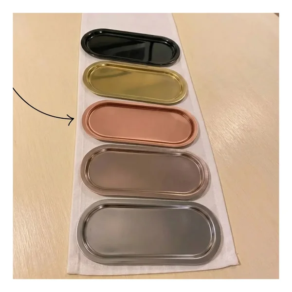 Sarkap Home 16x35 Cm 6'lı Bronz Oval Sunumluk Metal Servis Tepsisi - Görsel 5