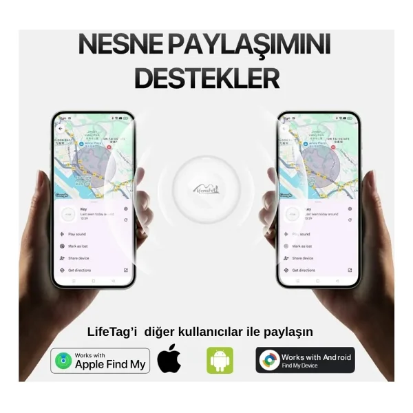 Lifemate Lifetag - Apple & Android Uyumlu - Akıllı Takip Cihazı - Smart Tag - Beyaz - Görsel 3