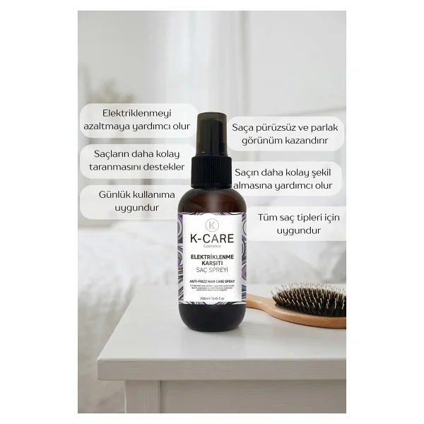 K K-CARE Cosmetics Elektriklenme Karşıtı Saç Spreyi 250 ml - Görsel 4