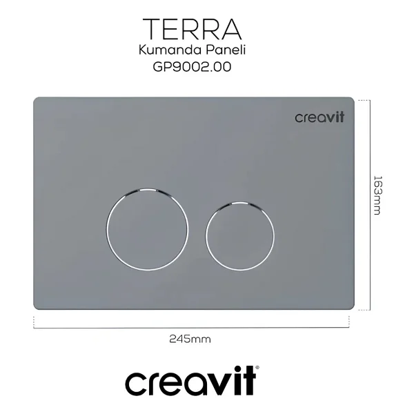 Creavit Terra Asma Klozet Thermoplast Yavaş Kapak Tp325, Terra Gömme Rezervuar Set - Beyaz - Görsel 5