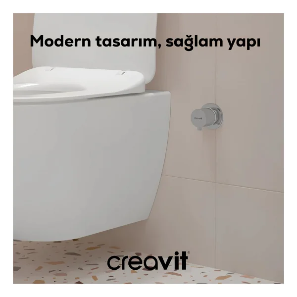 Creavit Terra Asma Klozet Thermoplast Yavaş Kapak Tp325, Terra Gömme Rezervuar Set - Beyaz - Görsel 7