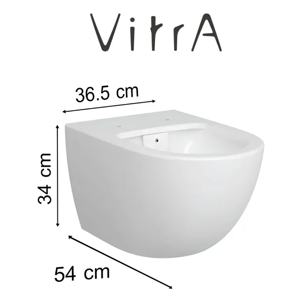 Vitra Sento Rim-Ex Asma Klozet Slim Kapak, Vitra Gömme Rezervuar Set 768-1851 - Beyaz - Görsel 6