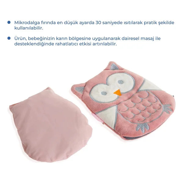 Babyjem Kiraz Çekirdekli Baykuş Kadife Rahatlatıcı Gaz Kemeri & Gaz Yastığı - Gül Kurusu - Görsel 3