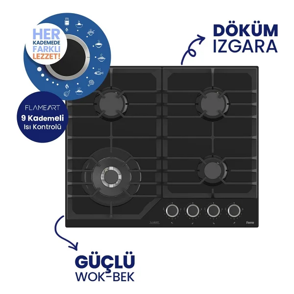 Ferre Steamart-Fryart-Silentart Serisi Siyah Set (Qep64cs+Nt025-Wfa+D080-Sa) Döküm Izgara - Görsel 3