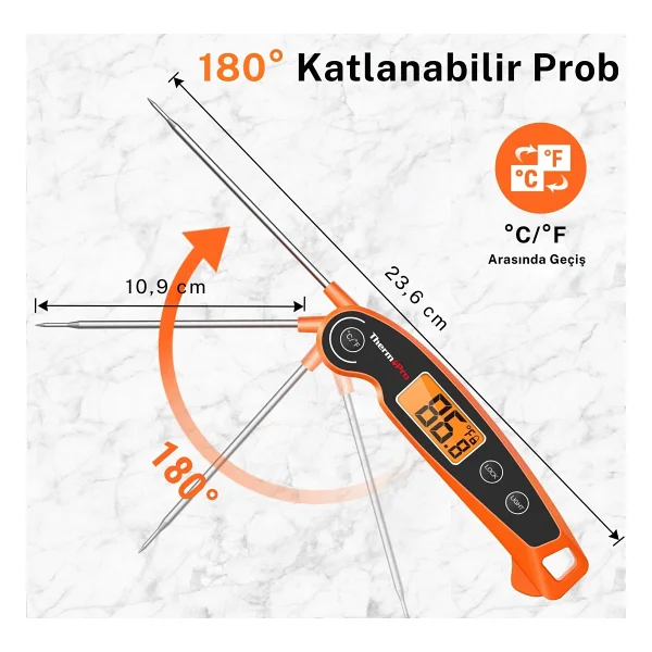 Thermopro Tp605 Turuncu Gıda Termometresi - Görsel 5
