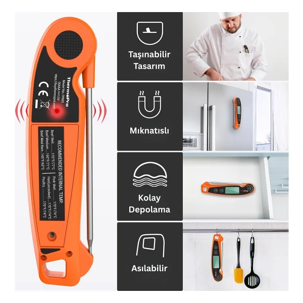 Thermopro Tp605 Turuncu Gıda Termometresi - Görsel 7