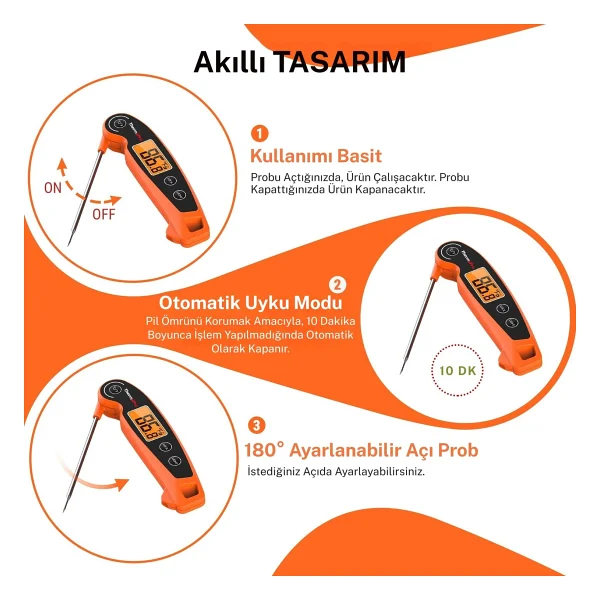 Thermopro Tp605 Turuncu Gıda Termometresi - Görsel 8