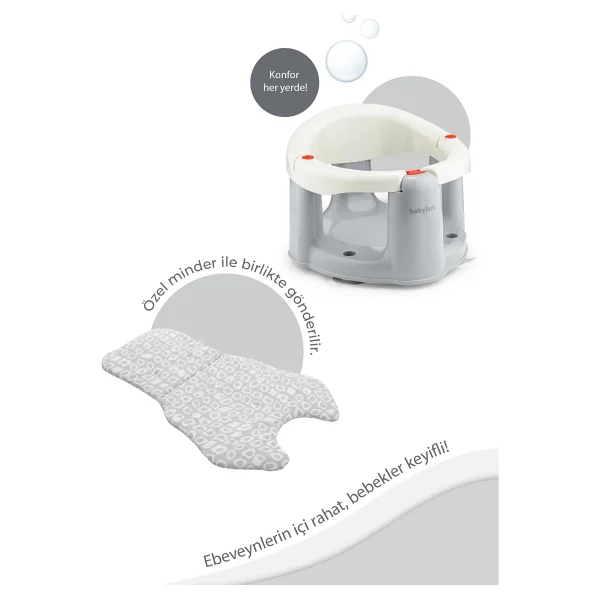 Babyjem Önden Açılır Banyo Ve Mama Oturağı Ve Hediye Minderli - 2 ' Li Set Kum Beji - Görsel 6