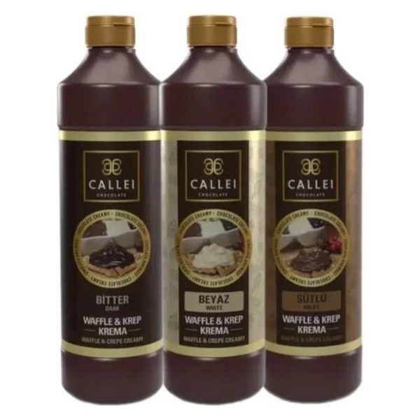 Callei Chocolate Callei 3 Lt Waffle Sos Paketi Aromalı Bitter Çikolata Beyaz Çikolata Sütlü Çikolata - Görsel 2