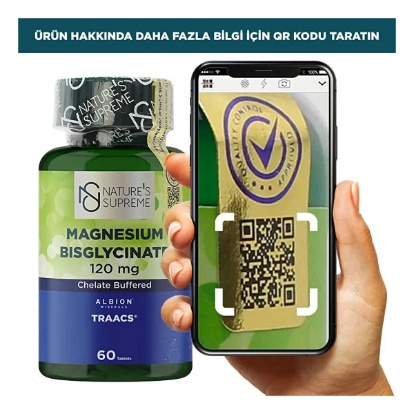 Nature's Supreme Magnesium Bisglycinate 120 Mg 60 Tablet - Görsel 6
