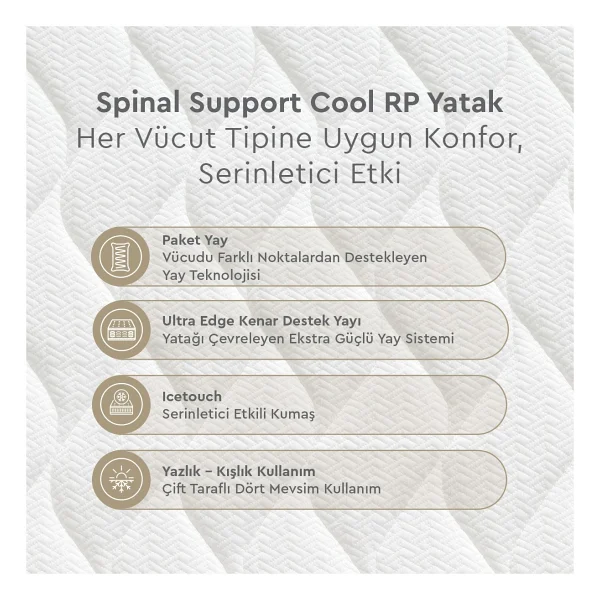 Yataş Spinal Support Cool Rollpack Pocket Yaylı 90x190 Cm Tek Kişilik Yatak - Görsel 2