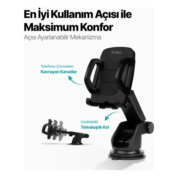 Ttec Flexgrip Comfort 2tt24 Vakumlu Araç Telefon Tutucu - Görsel 6