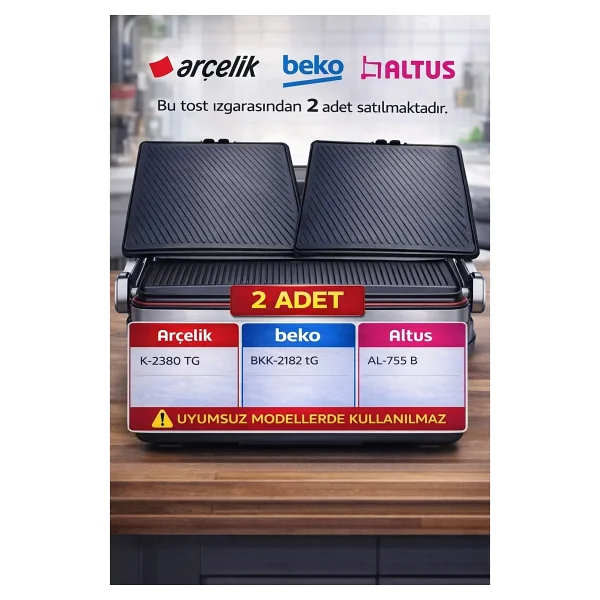 Arçelik Beko Bkk 2182 Tg Tost Makinesi Izgara Pişirme Yüzeyi Plate Plaka 2 Adet 9197059898 - Görsel 3