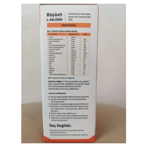 Büyüvit L-Arjinin Şurup 150 Ml - Görsel 2