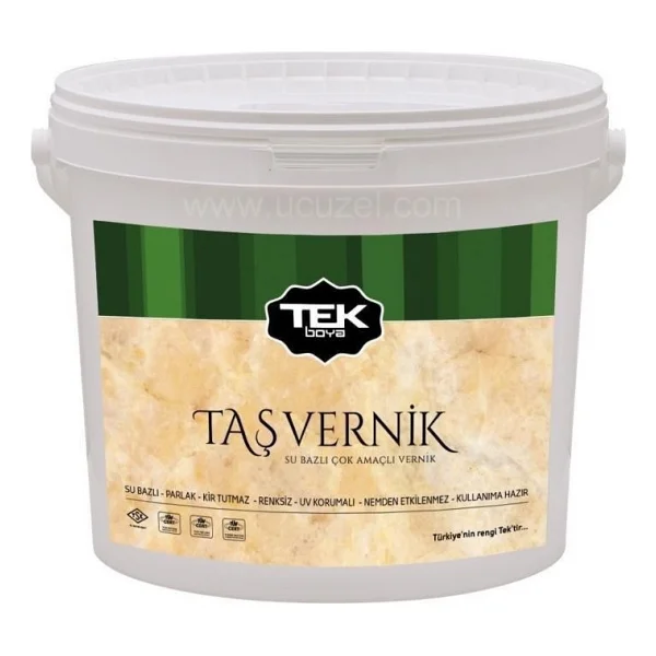 Tek Boya Su Bazlı Çok Amaçlı Taş Vernik Renksiz 0,75 Litre Parlak Ve Kir Tutmaz Özellikte - Görsel 8