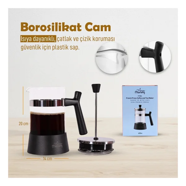 Any Morning Ff084 600 Ml French Press - Görsel 2