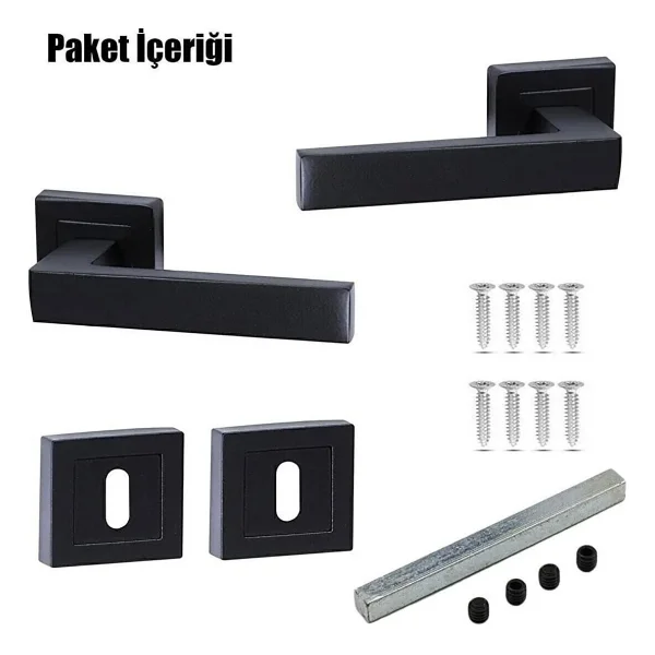 Nobel Avanti Mat Siyah Kapı Kolu Ergonomik Tasarım Ve Şık Görünüm İle 1 Takım Oda İçin - Görsel 2