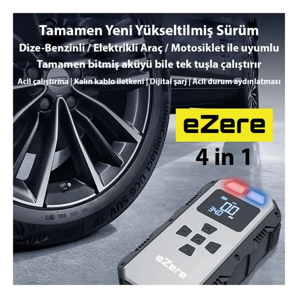 Ezere 4in1 8000 mAh Jump Starter Taşınabilir Akü Takviye Seti - Görsel 7