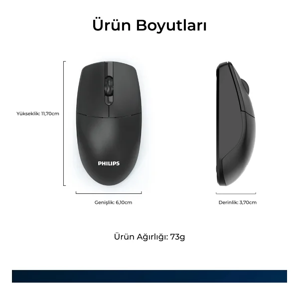 Philips Spk7347 Sessiz Optik Kablosuz Mouse - Görsel 8