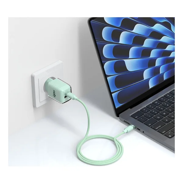 Volty Hızlı Şarj Adaptörü 35w Gan + Type-C Kablo 60w Pd USB-C & USB-A, Laptop & Telefon (Yeşıl-V0102022) - Görsel 4