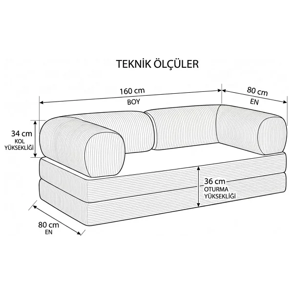 Dechome Herev 160x160 Kadife Kumaş Modüler L Tipi Köşe Koltuk Takımı - Görsel 3