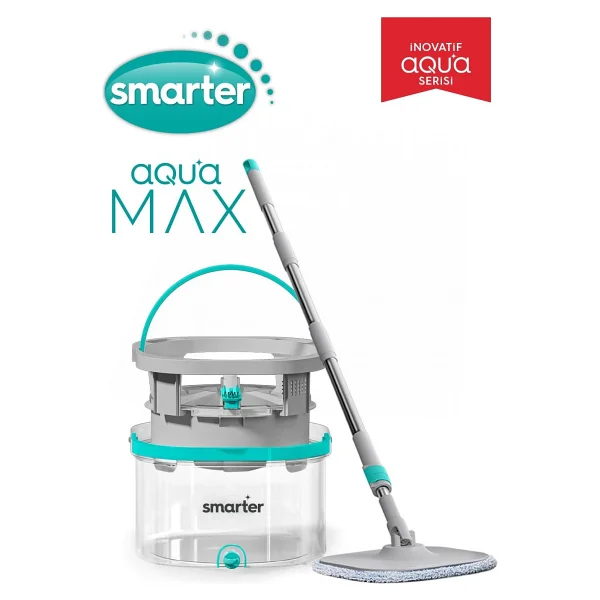 Smarter Aqua Max Özel Seri Şeffaf Temiz & Kirli Suyu Ayırma Çift Kova Temizlik Seti Mop Paspas - Görsel 2