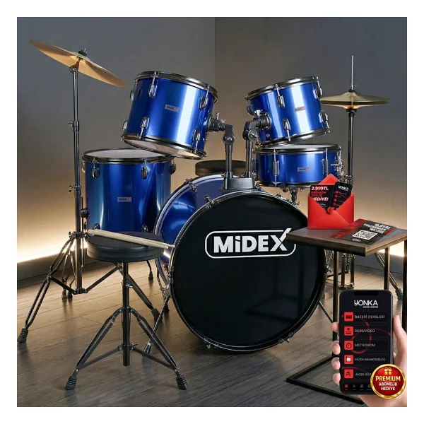 Midex Cd900x-Bk 22 İnç Siyah Akustik Bateri Seti - Görsel 6