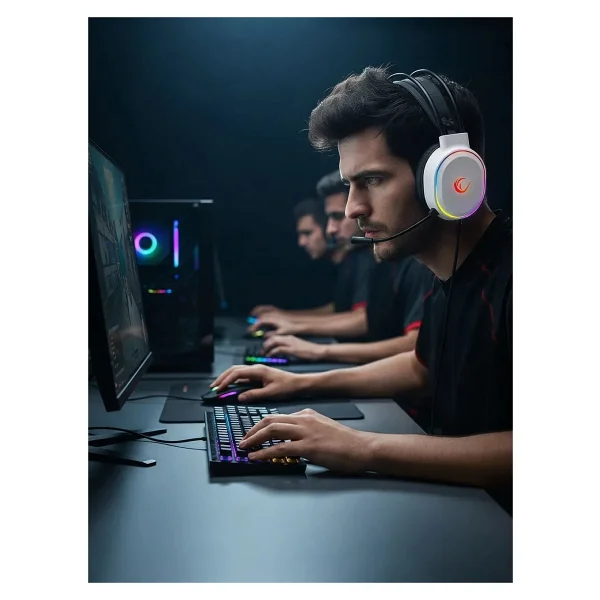 Rampage Rogue Beyaz RGB 7.1 USB Kablolu Kulak Üstü Oyuncu Kulaklığı - Görsel 6