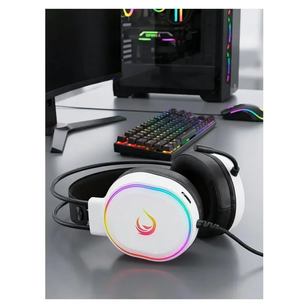 Rampage Rogue Beyaz RGB 7.1 USB Kablolu Kulak Üstü Oyuncu Kulaklığı - Görsel 7