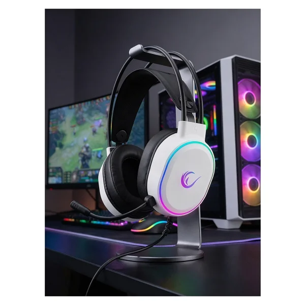 Rampage Rogue Beyaz RGB 7.1 USB Kablolu Kulak Üstü Oyuncu Kulaklığı - Görsel 8