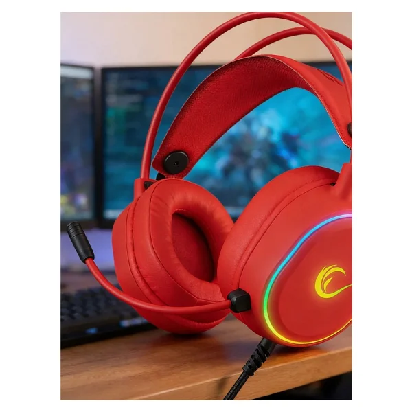 Rampage Rogue Kırmızı RGB 7.1 USB Kablolu Kulak Üstü Oyuncu Kulaklığı - Görsel 5