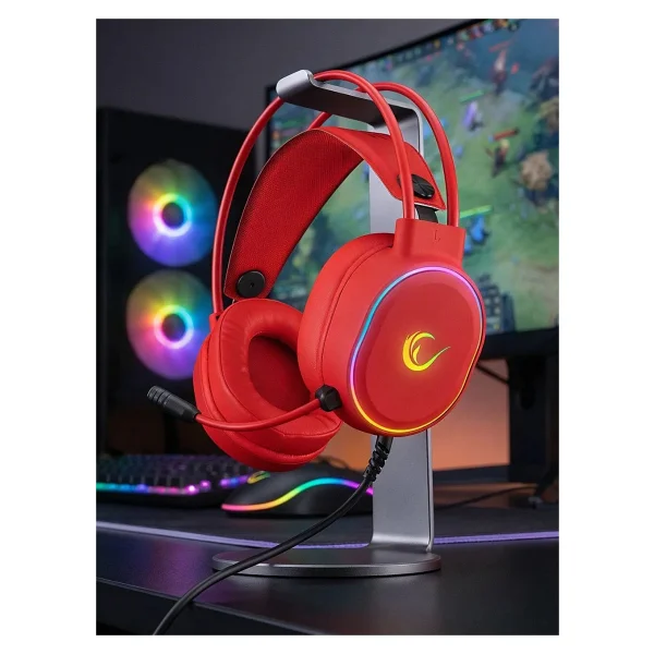 Rampage Rogue Kırmızı RGB 7.1 USB Kablolu Kulak Üstü Oyuncu Kulaklığı - Görsel 6