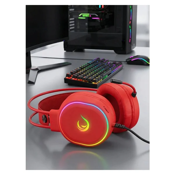 Rampage Rogue Kırmızı RGB 7.1 USB Kablolu Kulak Üstü Oyuncu Kulaklığı - Görsel 8