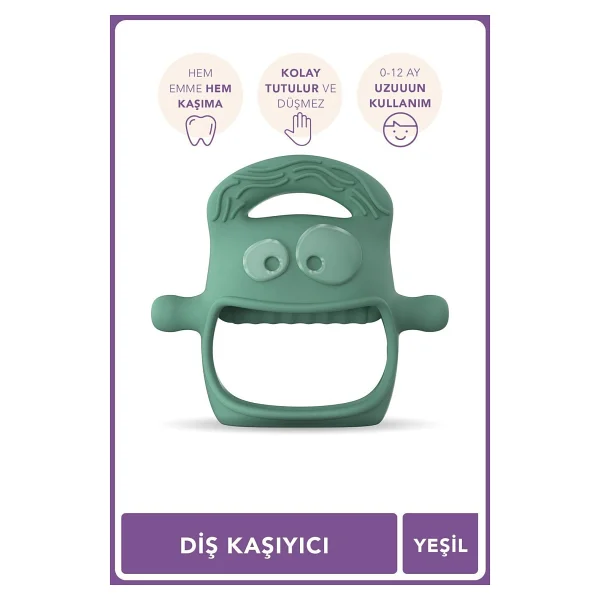 Mochi Diş Kaşıyıcı Yeşil Silikon Malzemeden Ergonomik Tasarım İle Bebekler İçin Güvenli - Görsel 7