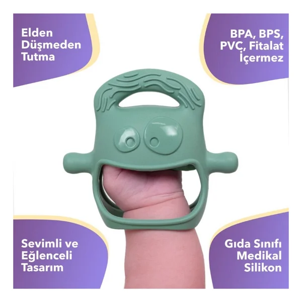 Mochi Diş Kaşıyıcı Yeşil Silikon Malzemeden Ergonomik Tasarım İle Bebekler İçin Güvenli - Görsel 8