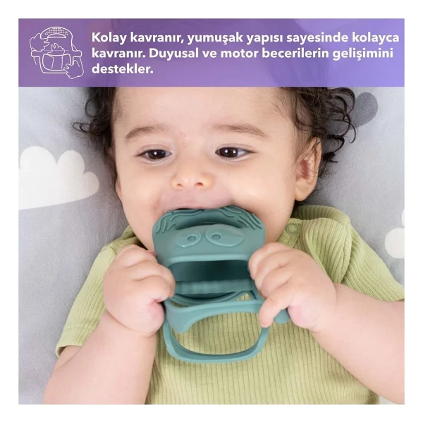 Mochi Diş Kaşıyıcı Yeşil Silikon Malzemeden Ergonomik Tasarım İle Bebekler İçin Güvenli - Görsel 9