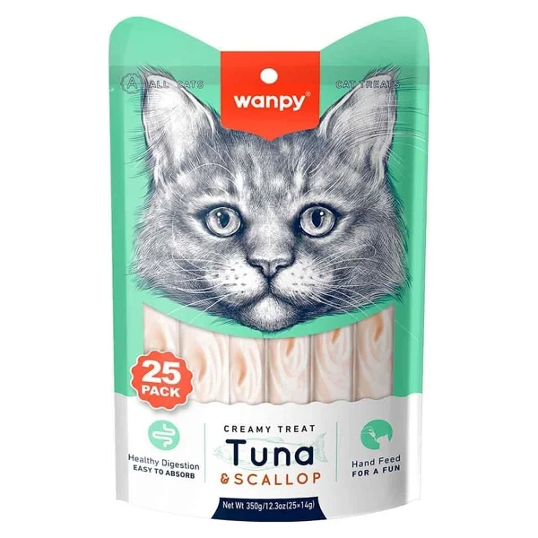 Wanpy Ton Balıklı Ve Deniz Taraklı 25x14 Gr Krema Kedi Ödül Maması - Görsel 4