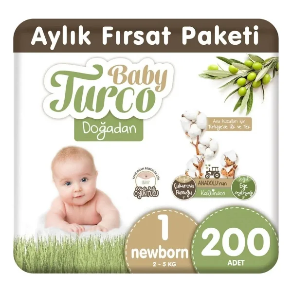 Baby Turco Doğadan 1 Numara Yenidoğan 50'li 4 Adet Bebek Bezi - Görsel 3
