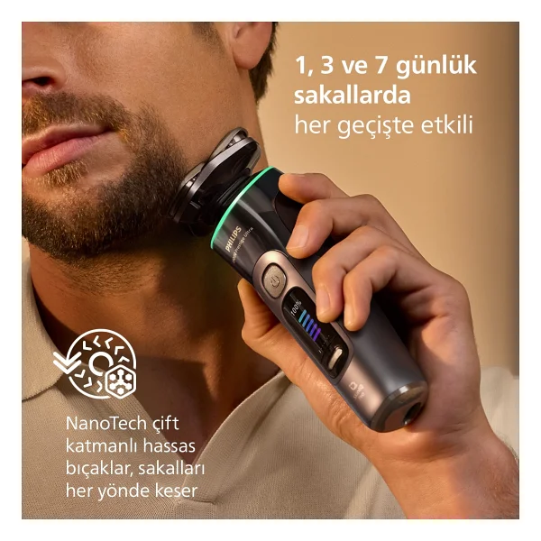 Philips İ9000 Ultra Skinıq Islak&Kuru Tıraş Makinesi Açık Gri Renkli 360° Başlıklarla Kablosuz Kullanım - Görsel 4