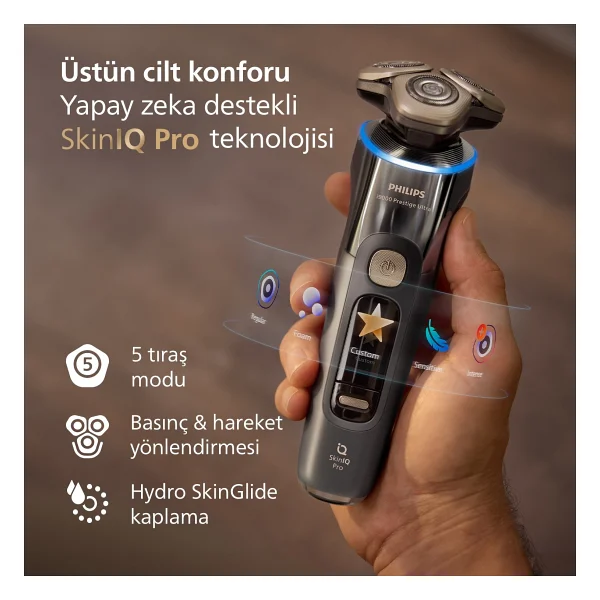 Philips İ9000 Ultra Skinıq Islak&Kuru Tıraş Makinesi Açık Gri Renkli 360° Başlıklarla Kablosuz Kullanım - Görsel 5