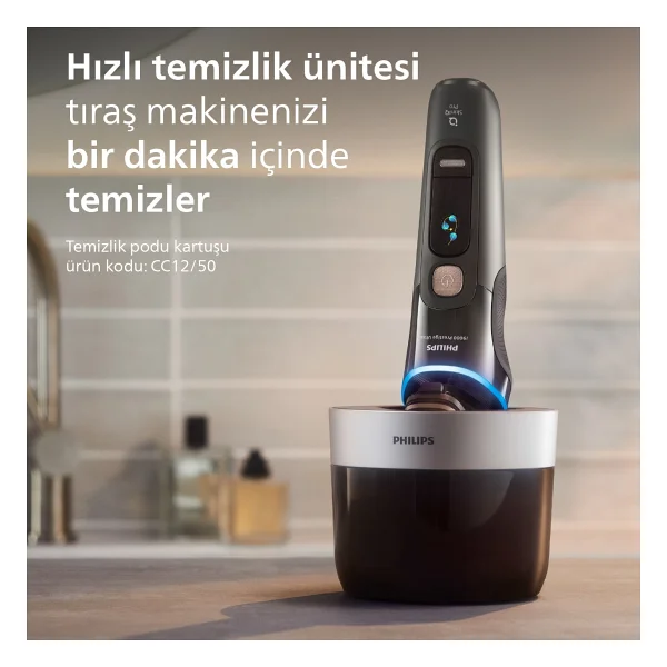 Philips İ9000 Ultra Skinıq Islak&Kuru Tıraş Makinesi Açık Gri Renkli 360° Başlıklarla Kablosuz Kullanım - Görsel 7
