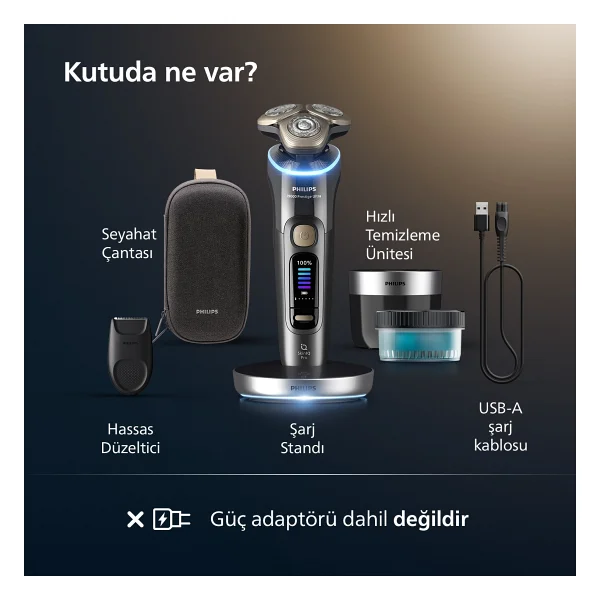Philips İ9000 Ultra Skinıq Islak&Kuru Tıraş Makinesi Açık Gri Renkli 360° Başlıklarla Kablosuz Kullanım - Görsel 10