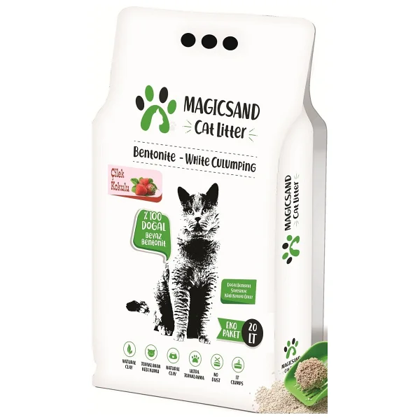 Magicsand Çilek Kokulu 20 Lt İnce Taneli Bentonit Kedi Kumu - Görsel 4