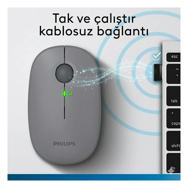 Philips Spk7378 Gri Optik Kablosuz Mouse - Görsel 4